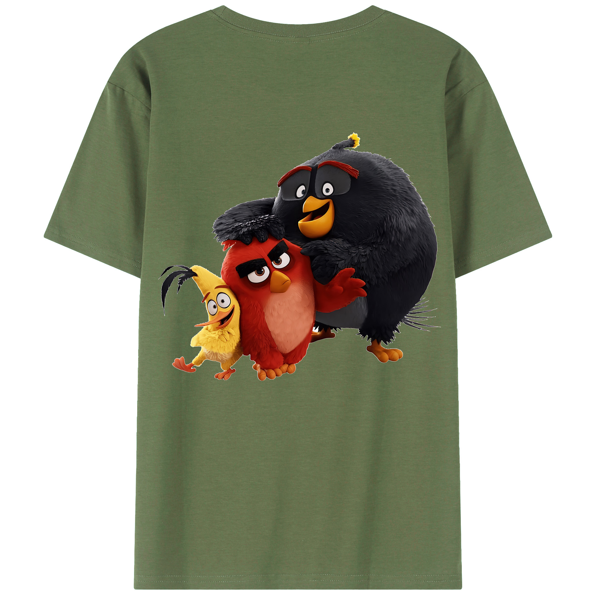 （画像用） Angry Birds アングリーバード 綿100％ メンズ半袖Tシャツ（バックプリント） 通気性